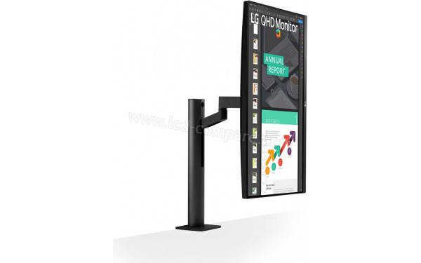 LG 27QN880P-B - Vue 3/4 gauche en mode portrait