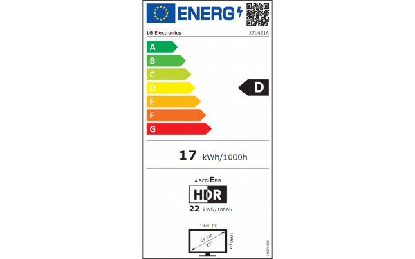 LG 27U421A-B - &Eacute;tiquette &eacute;nergie v2