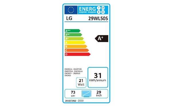 LG 29WL50S-B - &Eacute;tiquette &eacute;nergie