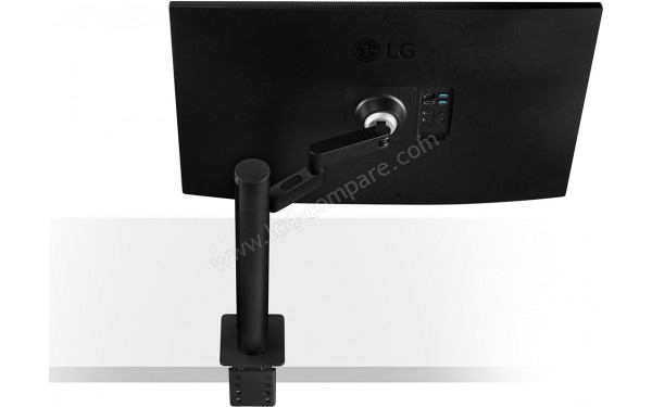 LG 32UN880-B - Vue plong&eacute;e de l'arri&egrave;re avec pied &agrave; gauche 