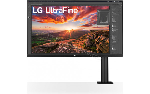 LG 32UN880P-B Import EU - Vue de face avec pied &agrave; droite