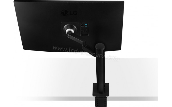 LG 32UN880P-B - Vue plong&eacute;e de l'arri&egrave;re avec pied &agrave; droite