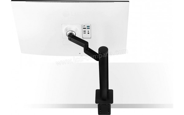 LG 32UN88A-W - Vue plong&eacute;e de l'arri&egrave;re avec pied &agrave; droite