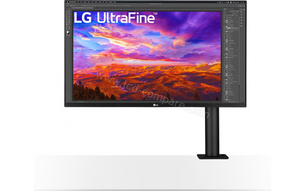 LG 32UN88A-W - Vue de face avec pied &agrave; droite