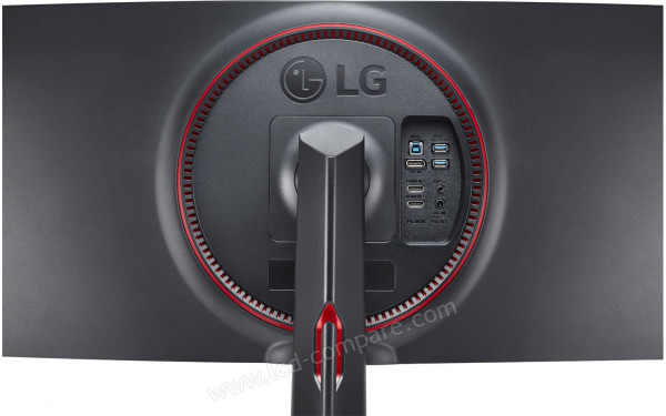 LG 34GN850-B - Zoom sur la partie arri&egrave;re avec les connectiques