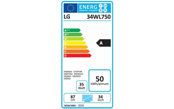 LG 34WL750-B - &Eacute;tiquette &eacute;nergie