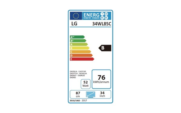 LG 34WL85C-B - &Eacute;tiquette &eacute;nergie