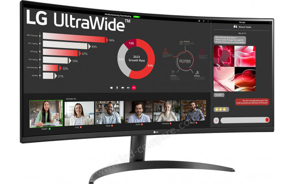 LG 34WR50QK-B - Vue 3/4 gauche