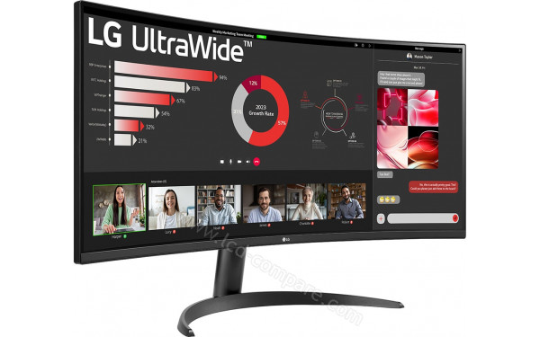 LG 34WR50QK-B - Vue 3/4 gauche