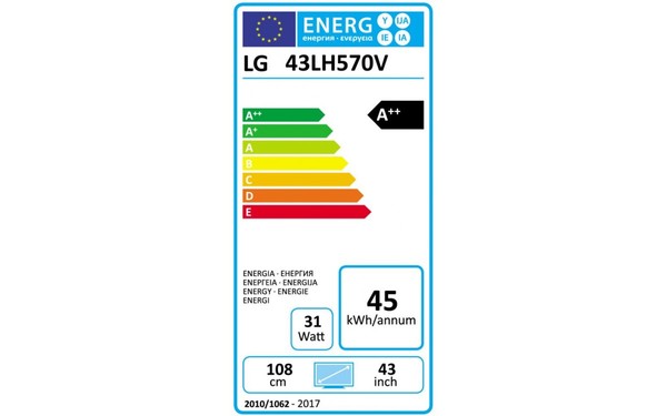 LG 43LH570V - &Eacute;tiquette &eacute;nergie