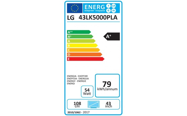 LG 43LK5000 Import EU - &Eacute;tiquette &eacute;nergie