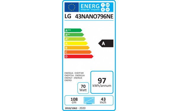 LG 43NANO79 - &Eacute;tiquette &eacute;nergie