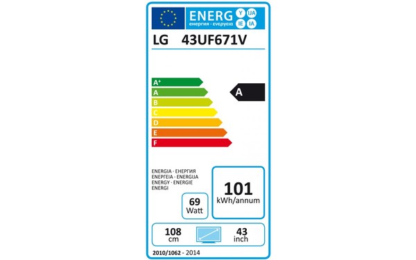 LG 43UF671V Import EU - &Eacute;tiquette &eacute;nergie