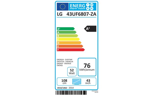 LG 43UF6807 - &Eacute;tiquette &eacute;nergie