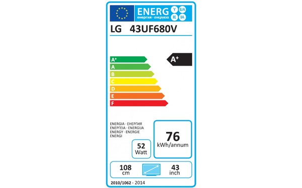 LG 43UF680V - &Eacute;tiquette &eacute;nergie
