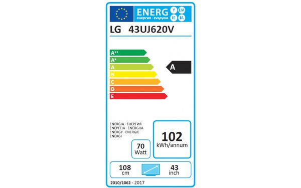 LG 43UJ620V - &Eacute;tiquette &eacute;nergie