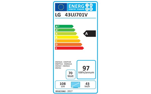 LG 43UJ701V Import EU - &Eacute;tiquette &eacute;nergie