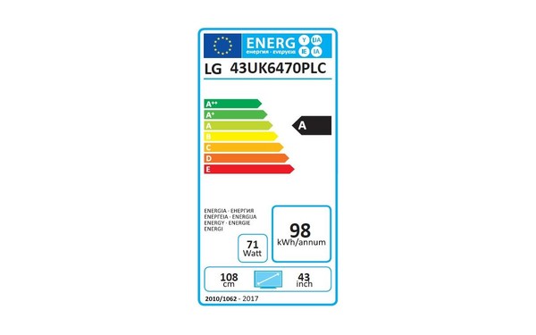 LG 43UK6470 - &Eacute;tiquette &eacute;nergie