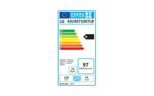 LG 43UM71007LB - &Eacute;tiquette &eacute;nergie
