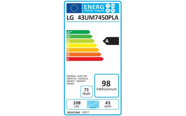 LG 43UM7450 - &Eacute;tiquette &eacute;nergie