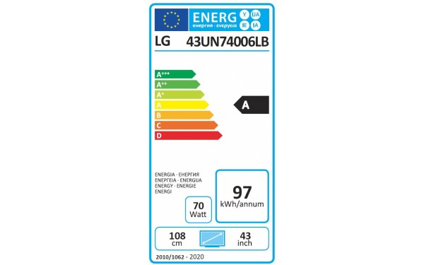 LG 43UN7400 - &Eacute;tiquette &eacute;nergie