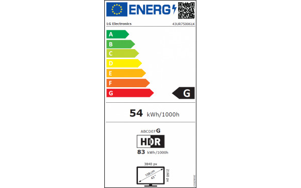 LG 43UR7500 - &Eacute;tiquette &eacute;nergie v2
