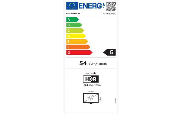 LG 43UR78006LK.API - &Eacute;tiquette &eacute;nergie v2