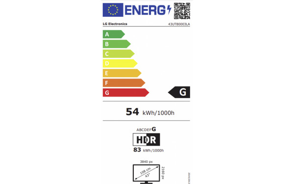 LG 43UT80003 - &Eacute;tiquette &eacute;nergie v2