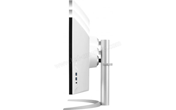 LG 49WQ95C-W - Vue de profil droit r&eacute;glages hauteur