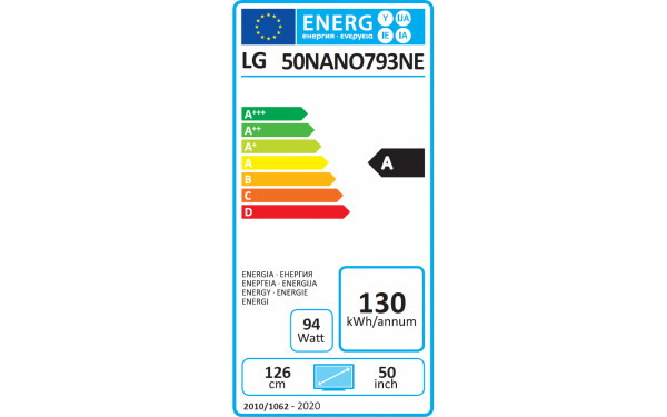 LG 50NANO793NE - &Eacute;tiquette &eacute;nergie