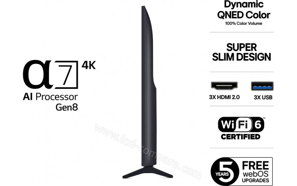 LG 50QNED7E - Vue de profil droit