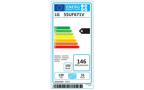 LG 55UF671V Import EU - &Eacute;tiquette &eacute;nergie