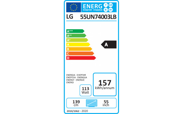LG 55UN74003LB - &Eacute;tiquette &eacute;nergie
