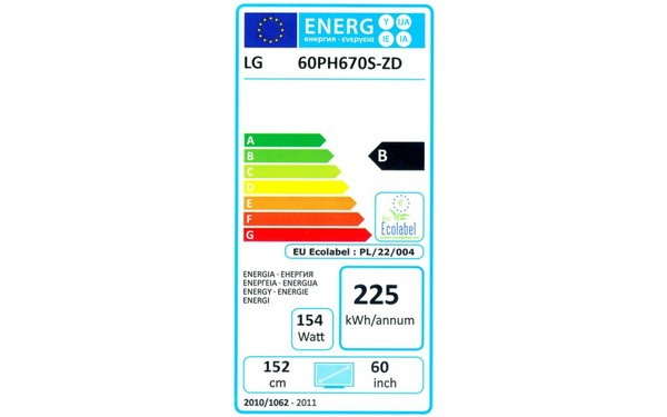 LG 60PH670S - &Eacute;tiquette &eacute;nergie