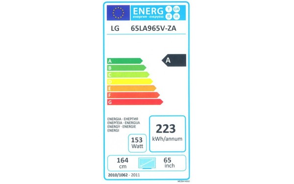 LG 65LA965V - &Eacute;tiquette &eacute;nergie