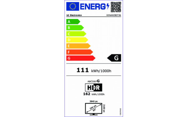 LG 65NANO82T3B - &Eacute;tiquette &eacute;nergie v2