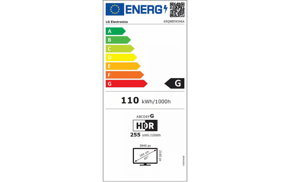 LG 65QNED93A - &Eacute;tiquette &eacute;nergie v2