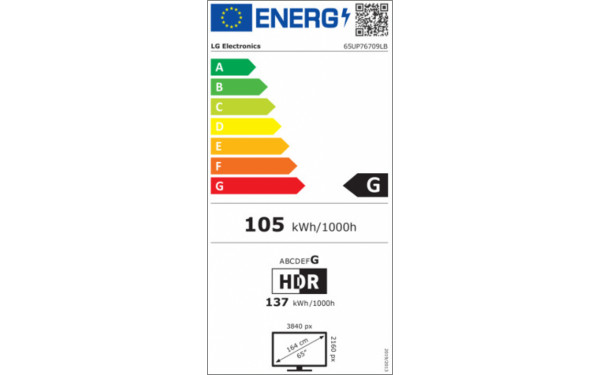 LG 65UP76709 - &Eacute;tiquette &eacute;nergie v2