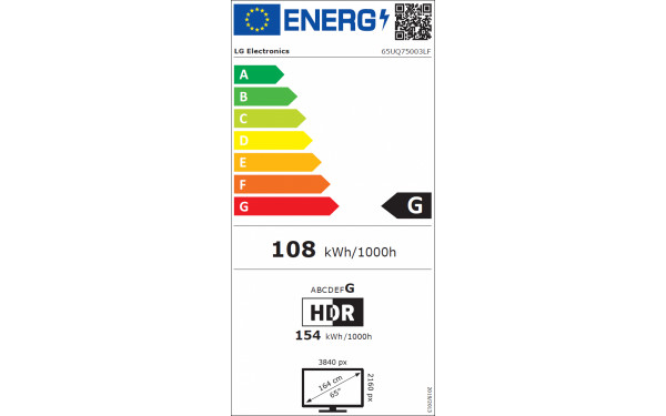 LG 65UQ75003LF - &Eacute;tiquette &eacute;nergie v2