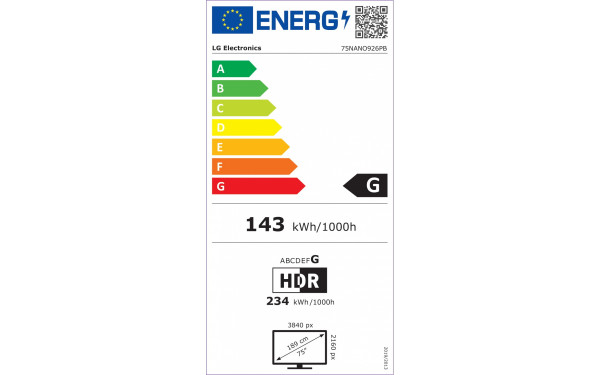 LG 75NANO92 - &Eacute;tiquette &eacute;nergie v2