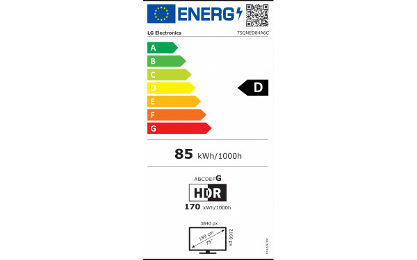 LG 75QNED84A - &Eacute;tiquette &eacute;nergie v2