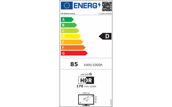LG 75QNED8EA - &Eacute;tiquette &eacute;nergie v2