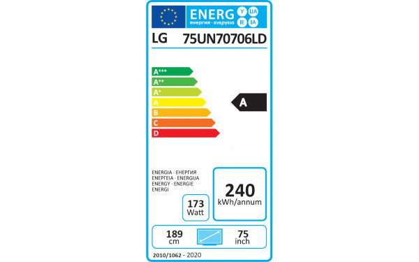 LG 75UN7070 - &Eacute;tiquette &eacute;nergie