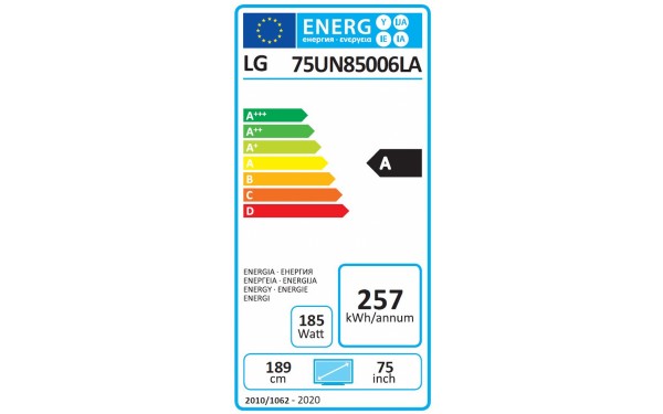 LG 75UN8500 - &Eacute;tiquette &eacute;nergie