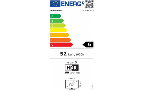 LG OLED42C41LA - &Eacute;tiquette &eacute;nergie v2