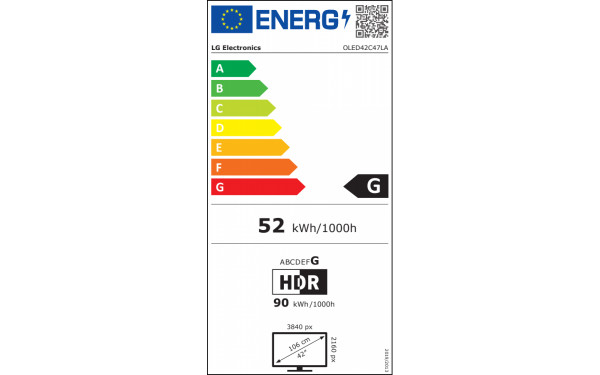 LG OLED42C47LA - &Eacute;tiquette &eacute;nergie v2