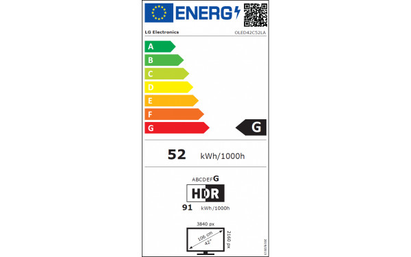 LG OLED42C52LA - &Eacute;tiquette &eacute;nergie v2
