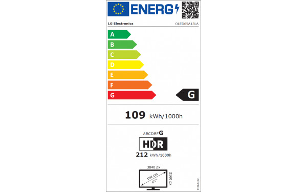 LG OLED65A13 - &Eacute;tiquette &eacute;nergie v2