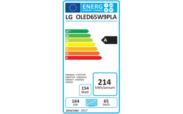 LG OLED65W9 - &Eacute;tiquette &eacute;nergie