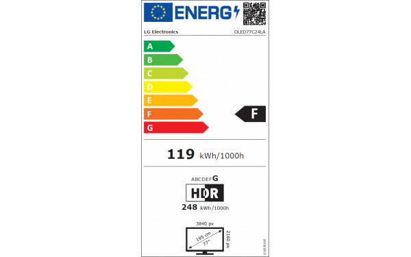 LG OLED77C2 Noir - &Eacute;tiquette &eacute;nergie v2